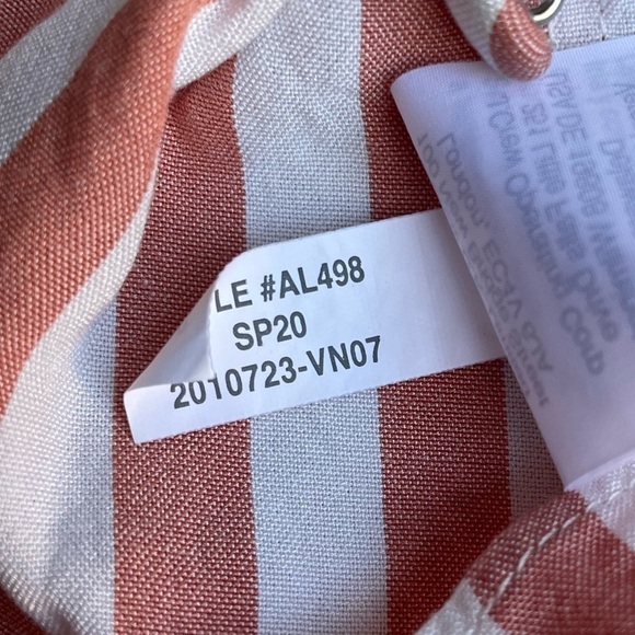 Madewell Women’s V-Neck Top Peplum Popover In Stripe In Dried Coral Color SZ XXS - Picture 7 of 10